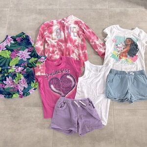 8 Piece Girl's Size 7-8 Mix & Match Shorts,Tops Outfits Bundle- Gently Worn